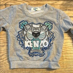 Kenzo Blue and Gray Hooded Sweatshirt with Emblem Design